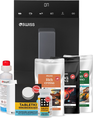 4Swiss Ekspres automatyczny A23 Siena + zestaw kaw 3x 500g + środki czystości i filtr