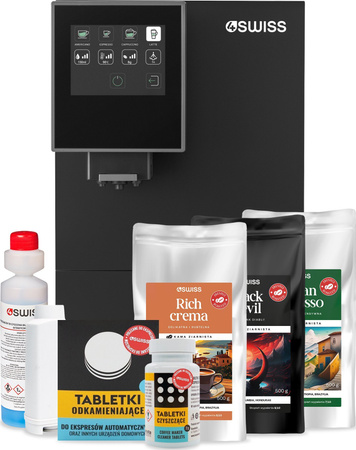 4Swiss Ekspres automatyczny A24 Roma + zestaw kaw 3x 500g + środki czystości i filtr